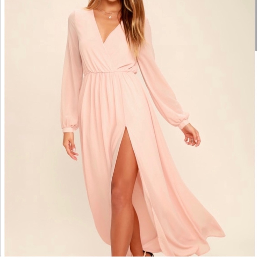 Lulu’s |  Blush Colored Long Sleeve Maxi Dress